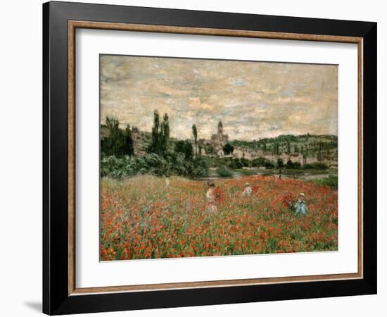 Mohnfeld Bei Vetheuil. Ca.1880-Claude Monet-Framed Giclee Print