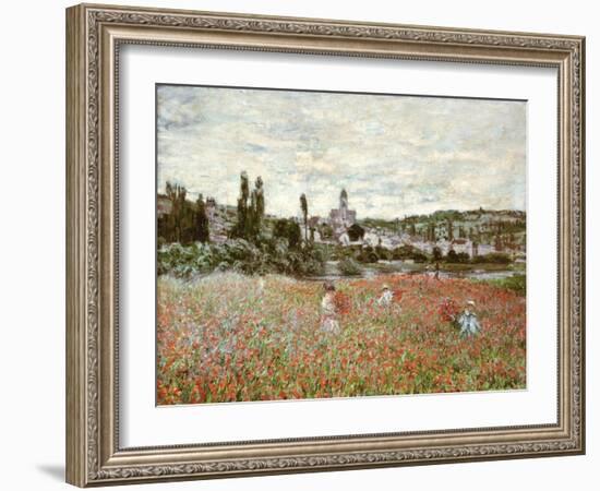 Mohnfeld bei Vetheuil. Ca.1880-Claude Monet-Framed Giclee Print