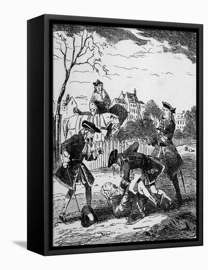 Mohun and Hamilton Duelling with Swords-Hablot Knight Browne-Framed Stretched Canvas