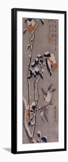 Moineaux et camélias sous la neige-Ando Hiroshige-Framed Giclee Print