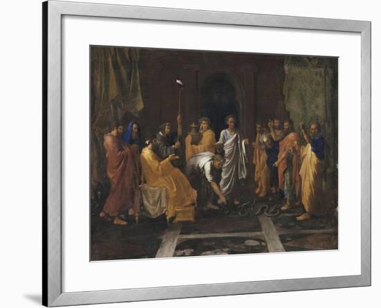 Moïse changeant en serpent la Verge d'Aaron-Nicolas Poussin-Framed Giclee Print