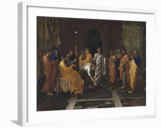 Moïse changeant en serpent la Verge d'Aaron-Nicolas Poussin-Framed Giclee Print