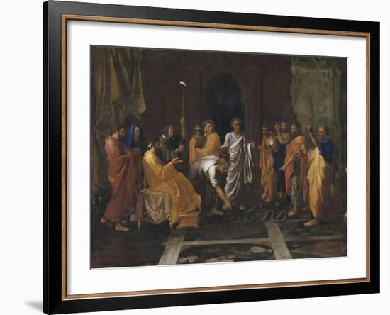 Moïse changeant en serpent la Verge d'Aaron-Nicolas Poussin-Framed Giclee Print