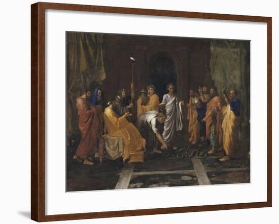 Moïse changeant en serpent la Verge d'Aaron-Nicolas Poussin-Framed Giclee Print