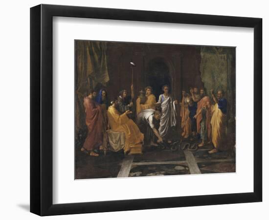 Moïse changeant en serpent la Verge d'Aaron-Nicolas Poussin-Framed Giclee Print