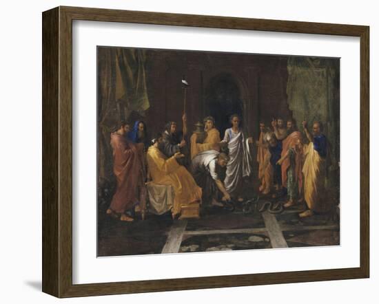 Moïse changeant en serpent la Verge d'Aaron-Nicolas Poussin-Framed Giclee Print