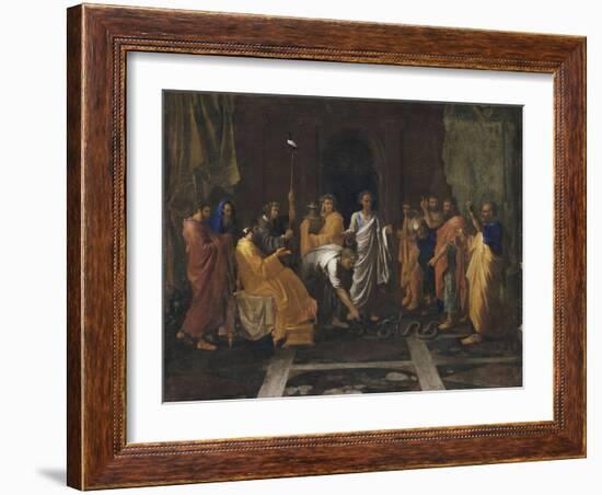 Moïse changeant en serpent la Verge d'Aaron-Nicolas Poussin-Framed Giclee Print