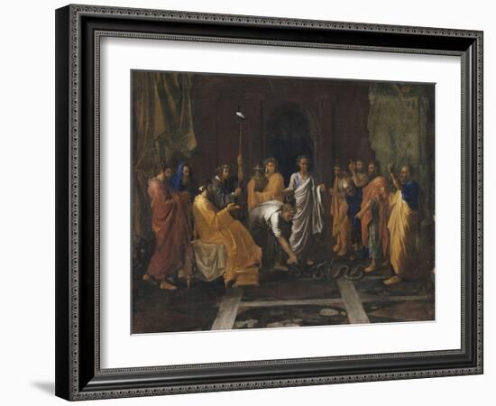 Moïse changeant en serpent la Verge d'Aaron-Nicolas Poussin-Framed Giclee Print