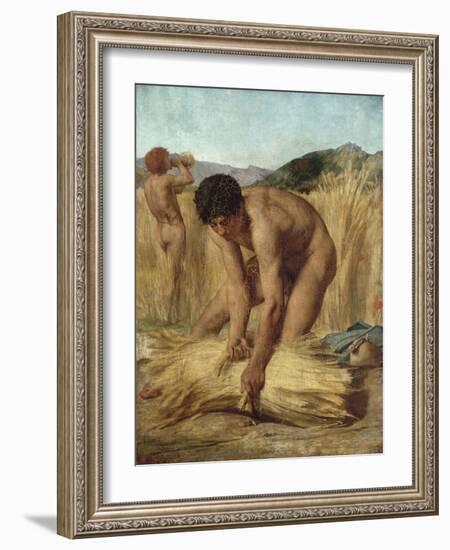 Moissonneurs dans la campagne romaine-Jules Elie Delaunay-Framed Giclee Print