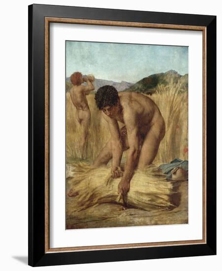 Moissonneurs dans la campagne romaine-Jules Elie Delaunay-Framed Giclee Print