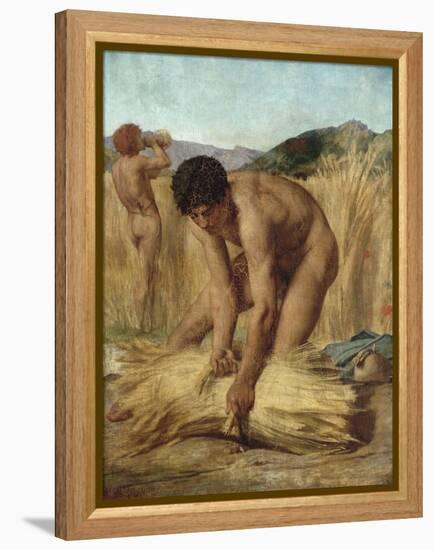 Moissonneurs dans la campagne romaine-Jules Elie Delaunay-Framed Premier Image Canvas