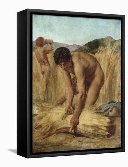 Moissonneurs dans la campagne romaine-Jules Elie Delaunay-Framed Premier Image Canvas