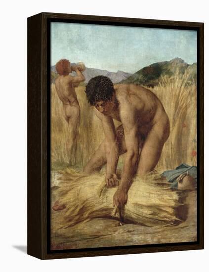 Moissonneurs dans la campagne romaine-Jules Elie Delaunay-Framed Premier Image Canvas