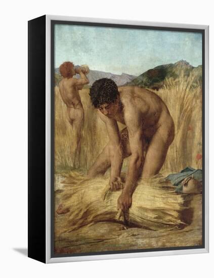 Moissonneurs dans la campagne romaine-Jules Elie Delaunay-Framed Premier Image Canvas