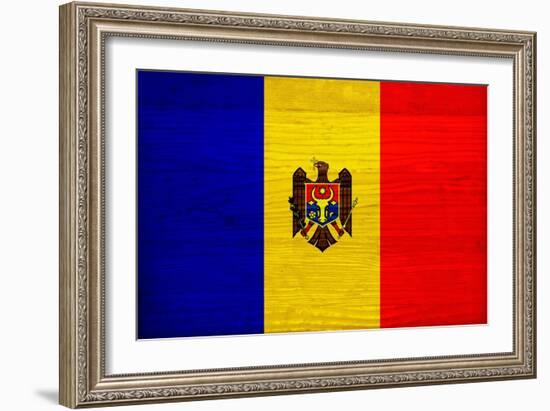 Moldova Flag Design with Wood Patterning - Flags of the World Series-Philippe Hugonnard-Framed Art Print