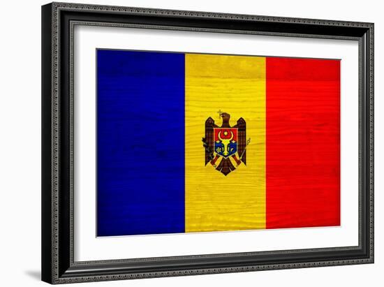 Moldova Flag Design with Wood Patterning - Flags of the World Series-Philippe Hugonnard-Framed Art Print