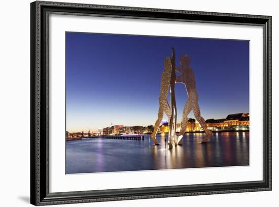 Molecule Man by Jonathan Borofsky, Spree River, Oberbaum Brdige, TV Tower, Treptow, Berlin, Germany-Markus Lange-Framed Photographic Print