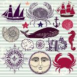 Nautical And Sea Symbols-Molesko Studio-Art Print