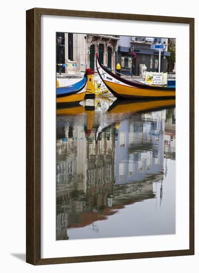 Moliceiro Boats by Art Nouveau Buildings Canal, Averio, Portugal-Julie Eggers-Framed Photographic Print