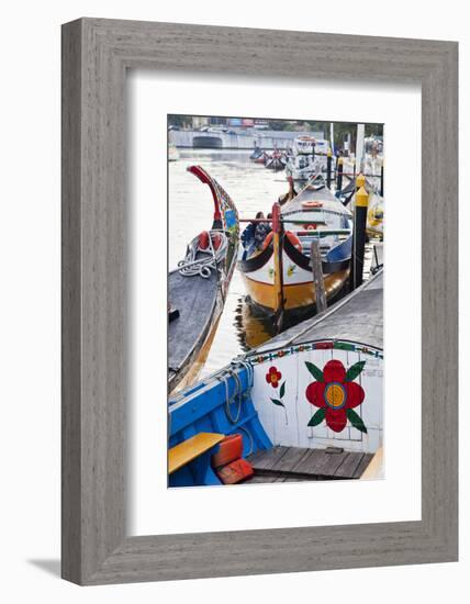 Moliceiro Boats by Art Nouveau Buildings Canal, Averio, Portugal-Julie Eggers-Framed Photographic Print