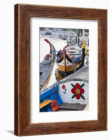 Moliceiro Boats by Art Nouveau Buildings Canal, Averio, Portugal-Julie Eggers-Framed Photographic Print