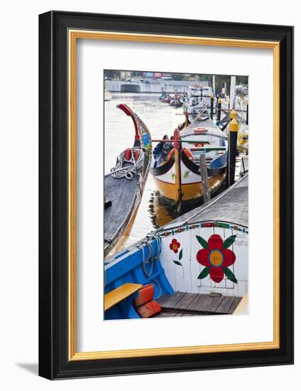 Moliceiro Boats by Art Nouveau Buildings Canal, Averio, Portugal-Julie Eggers-Framed Photographic Print