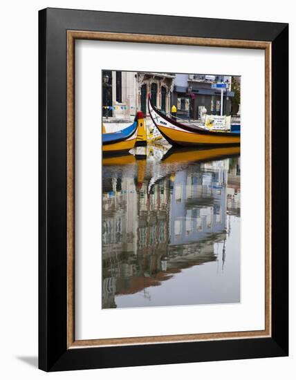 Moliceiro Boats by Art Nouveau Buildings Canal, Averio, Portugal-Julie Eggers-Framed Photographic Print