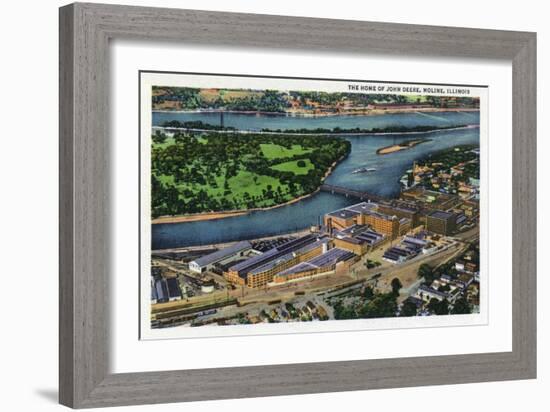 Moline, Illinois, Aerial View of the John Deere Plant-Lantern Press-Framed Art Print