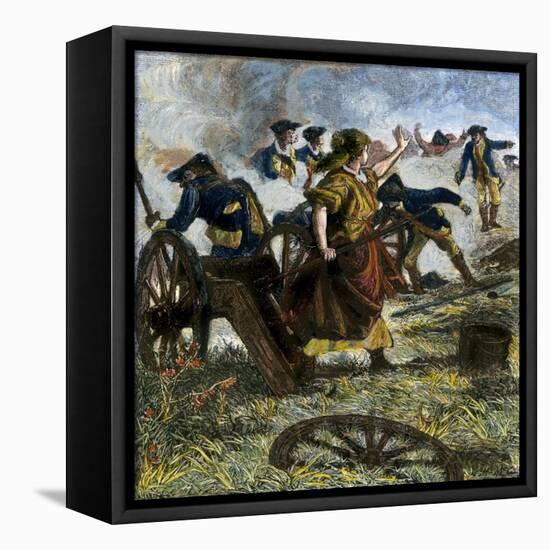 Molly Pitcher Firing Her Fallen Husband's Cannon at the Battle of Monmouth, Revolutionary War, 1778-null-Framed Premier Image Canvas