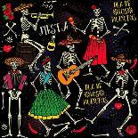 Seamless Pattern with Skeletons. Day of the Dead (Dia De Los Muertos). the Skeleton Dance.-Moloko88-Framed Stretched Canvas