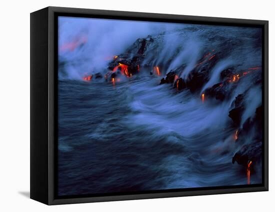 Molten Lava Flowing Into the Ocean-Brad Lewis-Framed Premier Image Canvas