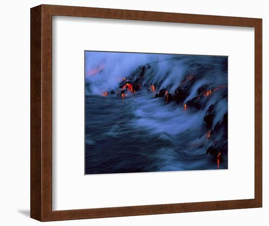 Molten Lava Flowing Into the Ocean-Brad Lewis-Framed Premium Photographic Print