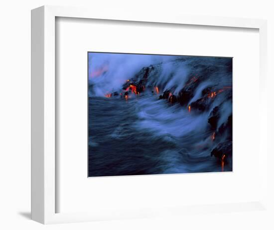 Molten Lava Flowing Into the Ocean-Brad Lewis-Framed Premium Photographic Print