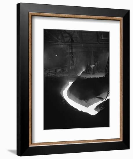 Molten Steel Being Channelled at the Stanton Steel Works, Ilkeston, Derbyshire, 1962-Michael Walters-Framed Photographic Print