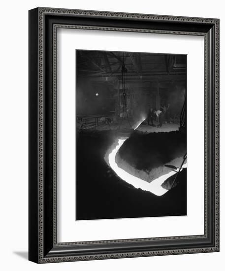 Molten Steel Being Channelled at the Stanton Steel Works, Ilkeston, Derbyshire, 1962-Michael Walters-Framed Photographic Print