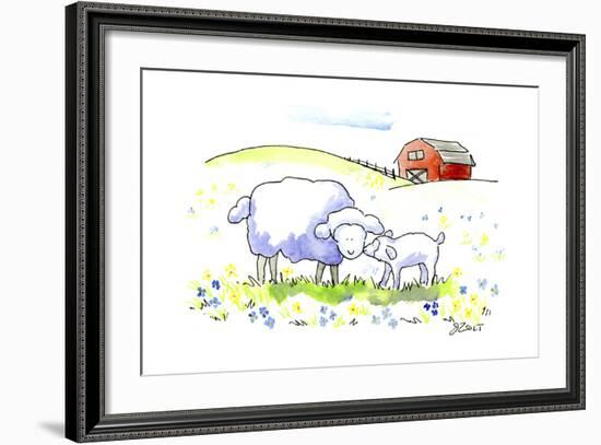 Mom and lamb-Jennifer Zsolt-Framed Giclee Print