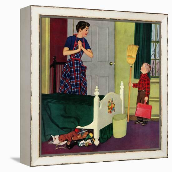 "Mom, I Cleaned My Room!", April 2, 1955-Richard Sargent-Framed Premier Image Canvas