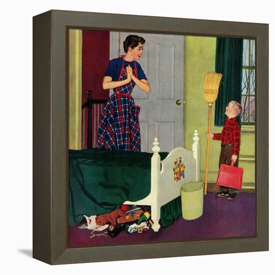 "Mom, I Cleaned My Room!", April 2, 1955-Richard Sargent-Framed Premier Image Canvas