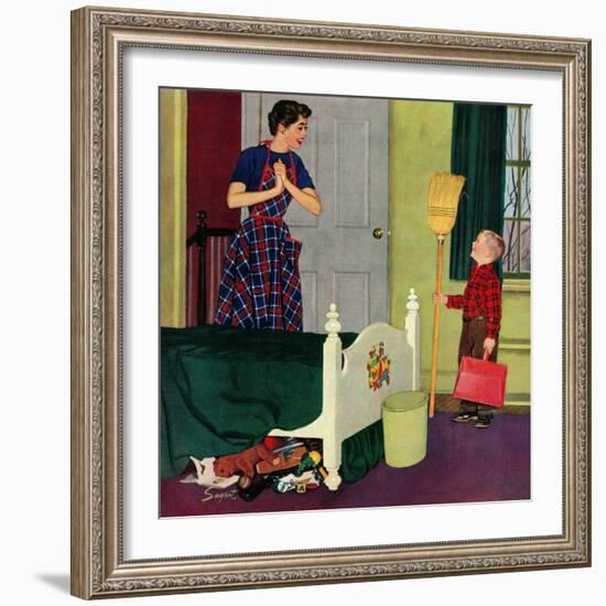 "Mom, I Cleaned My Room!", April 2, 1955-Richard Sargent-Framed Giclee Print