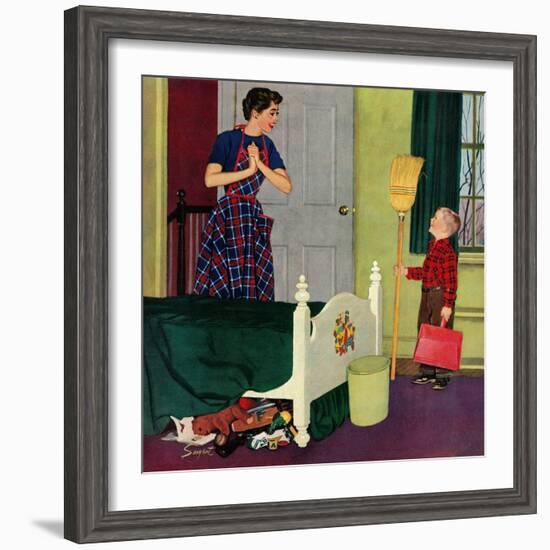 "Mom, I Cleaned My Room!", April 2, 1955-Richard Sargent-Framed Giclee Print