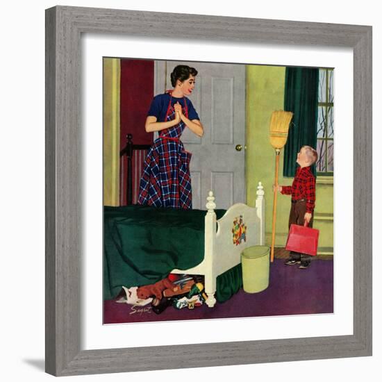 "Mom, I Cleaned My Room!", April 2, 1955-Richard Sargent-Framed Giclee Print