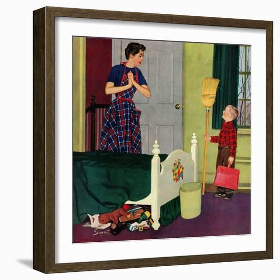 "Mom, I Cleaned My Room!", April 2, 1955-Richard Sargent-Framed Giclee Print