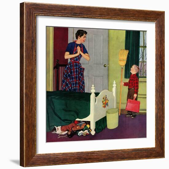 "Mom, I Cleaned My Room!", April 2, 1955-Richard Sargent-Framed Giclee Print