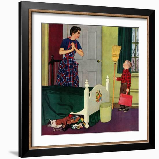 "Mom, I Cleaned My Room!", April 2, 1955-Richard Sargent-Framed Giclee Print