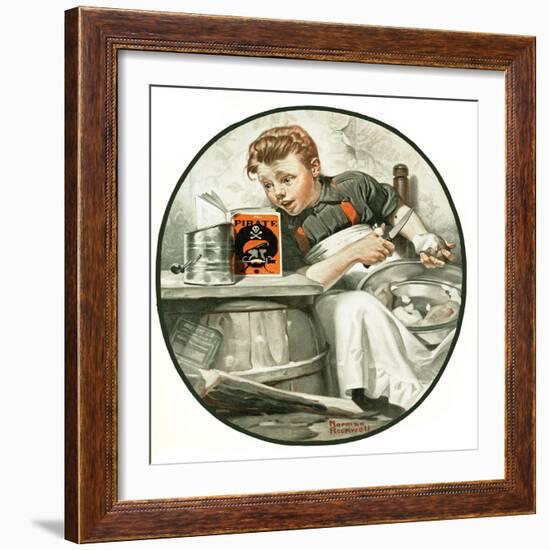 "Mom's Helper" or "Peeling Potatoes", January 29,1921-Norman Rockwell-Framed Giclee Print