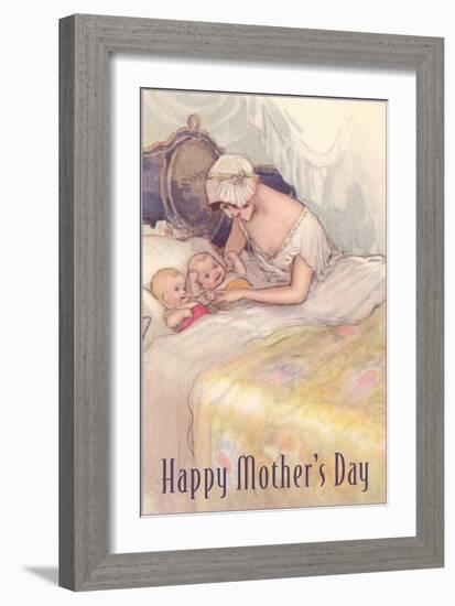 Mom Tucking in Two Babies-null-Framed Art Print