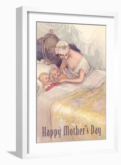 Mom Tucking in Two Babies-null-Framed Art Print