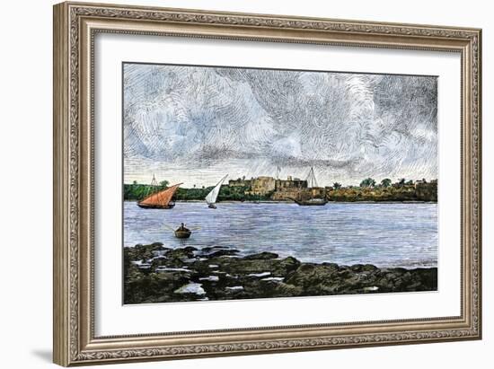 Mombasa, Kenya, a Former Portuguese Colony, Viewed in the 1800s When under Protection of Zanzibar-null-Framed Giclee Print