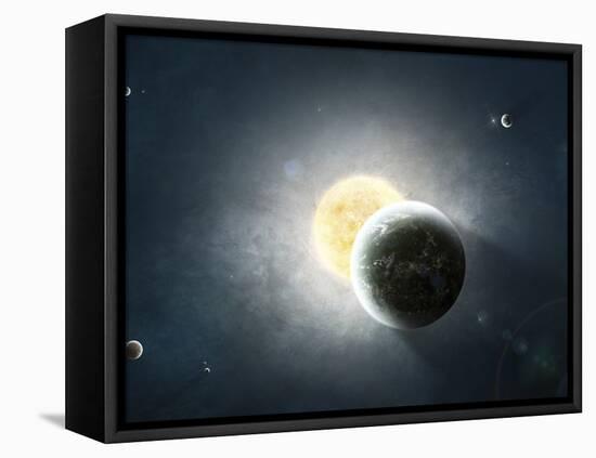 Moments before a Total Eclipse of the Sun-Stocktrek Images-Framed Premier Image Canvas