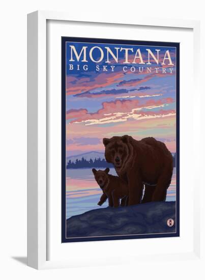 Momma Bear and Cub, Montana-Lantern Press-Framed Art Print